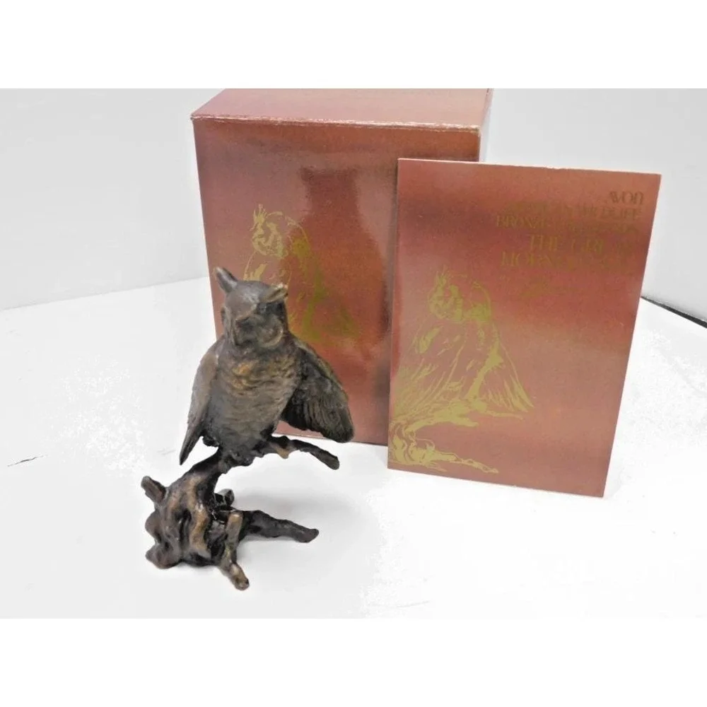 Vtg Avon Set American Wildlife Bronze Collection Owl & Pheasant EJ24